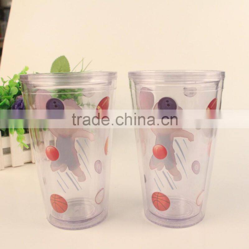 food grade material PS party glass with straw for promotional