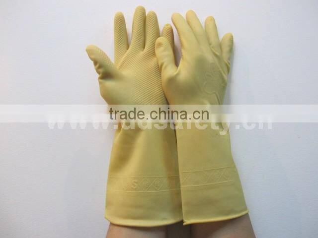Yellow Latex Household Gloves Long Cuff Safety Glove
