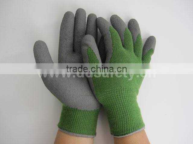 DDSAFETY 2017 Hot Selling Working Gloves Knitted Cotton Gloves With Green Latex