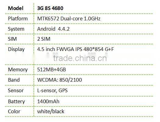 8S mobile 3G 8S4680 4.5" low price china mobile phone