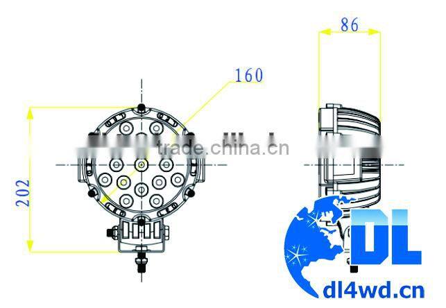 24v round led working light 4x4 led driving light 51w led work lamp