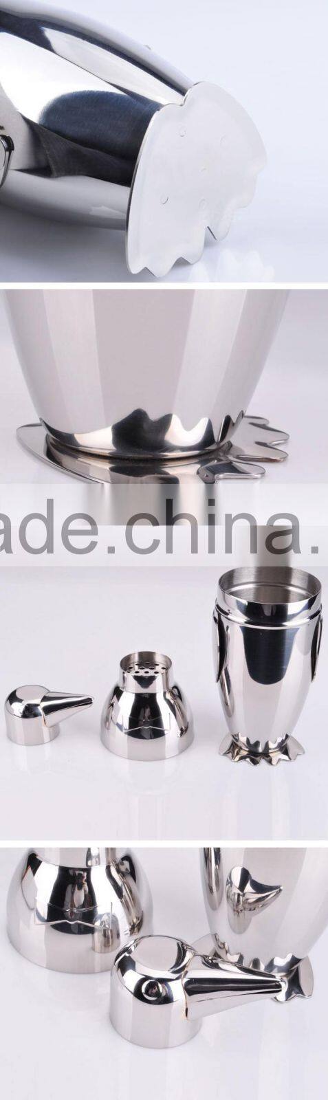 stainless steel penguin shape cocktail shaker