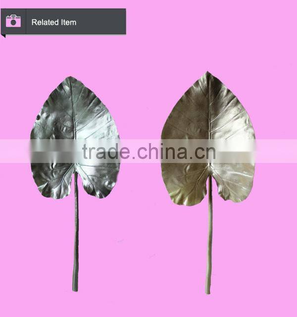 Artificial leaves for decoration sliver golden glitter leaves wedding decoration