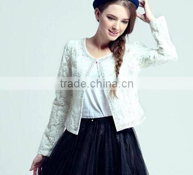 latest ladies quality coat white sheer wholesale factory organza coat