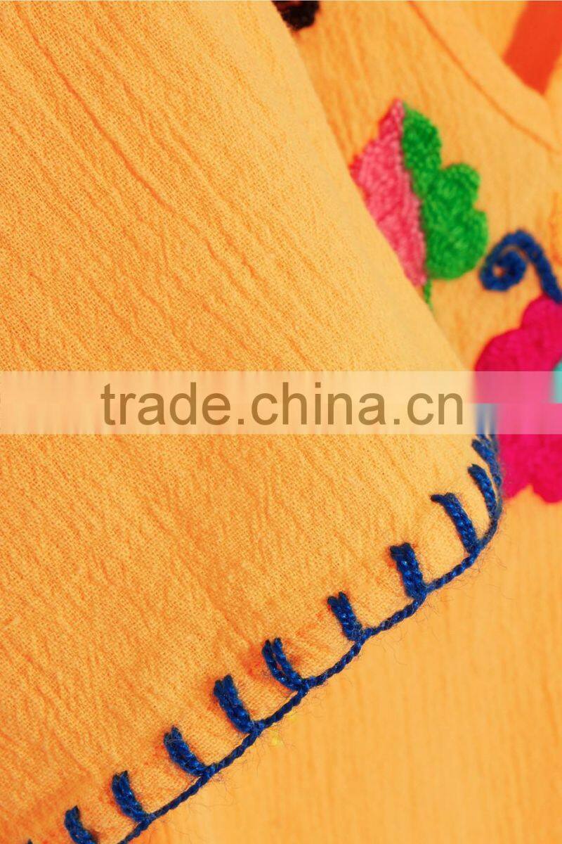 boho cold-shoulder flora embroidered crinkled cotton mini dress mexican western dresses names HSd5199