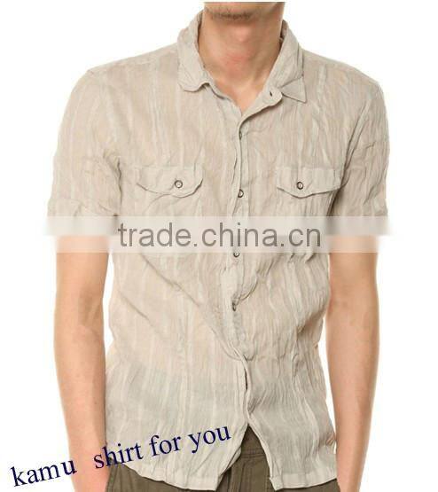 yarn dyed linen short sleeve linen shirts/casual linen shirts for man