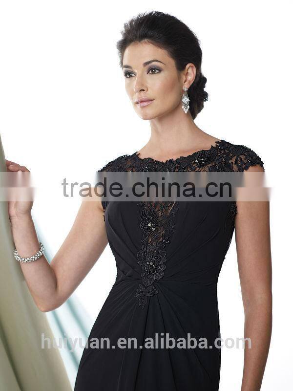 2015 sexy long chiffon cap sleeve fashion women evening dress