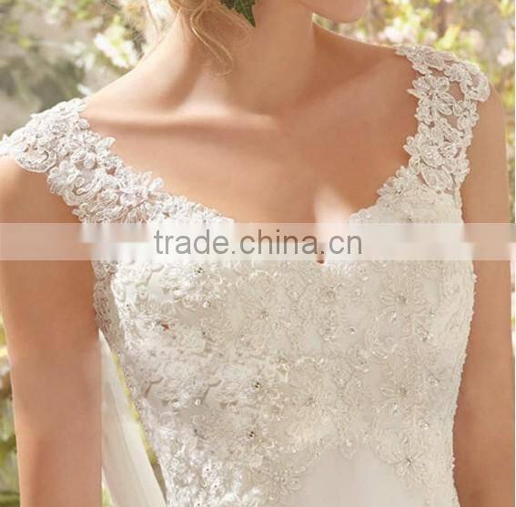 white see through corset lace bodice v neck ladies wedding dress