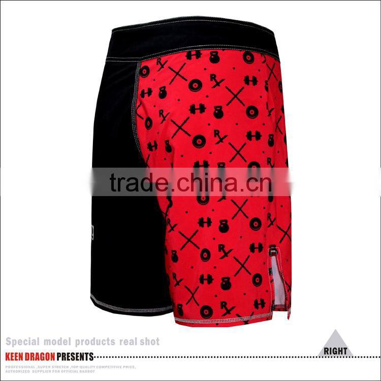 Men's boxing garment black and red 4-way stretch shorts mma fight wear