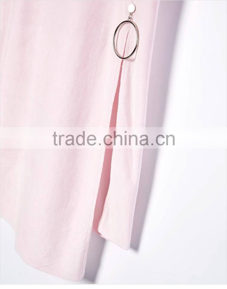 Longline Cutting Tshirts Plain Thin Embroidery Logo Women T Shirt