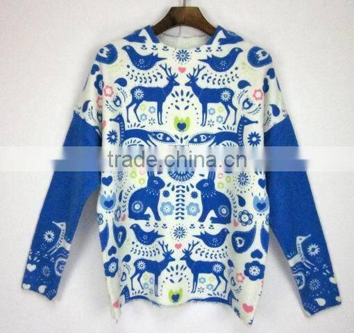 Christmas sweater with knitting deer Christmas design print