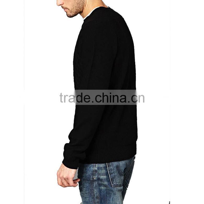 100% cotton crew neck pullover custom pattern design mens cable knit sweater