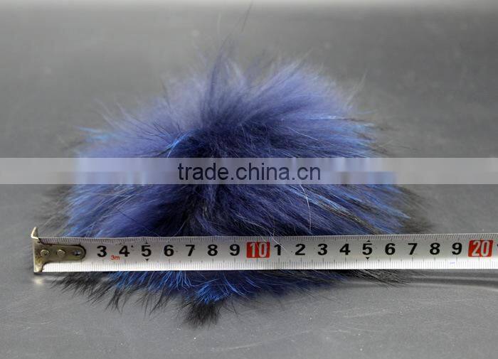 high quality 15cm fox fur real sheep wool knit beanie hat with fox fur ball