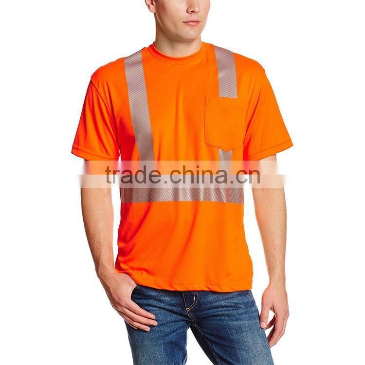 Short Sleeve Fashion Design Wholesale Cheap Safety Tape Hi Vis 100% Cotton Reflective T-shirt