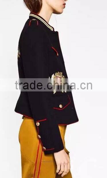 Runwaylover EY1033C europe design retrostyle floral printed flower embroidery lady jacket thicken woman coats
