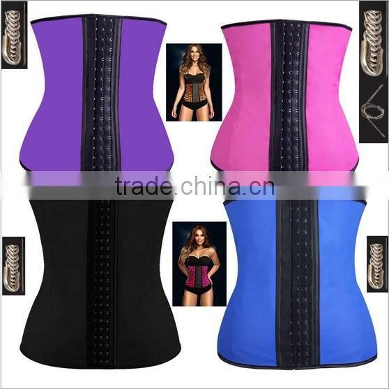 2017 New 9 Steel Boned ladies high quality latex Waist Trainer Corsets