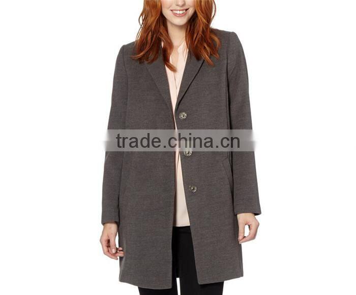 ladies grey single breasted three quarter length vintage winter coat