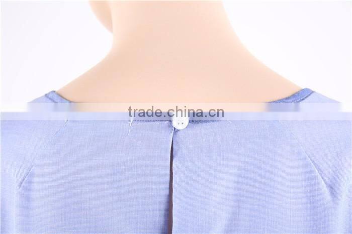 3/4 sleeve blue women unstitched blouse with button closure