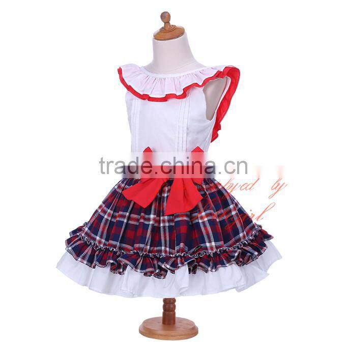tartan crop top and skirt set spanish baby clothing