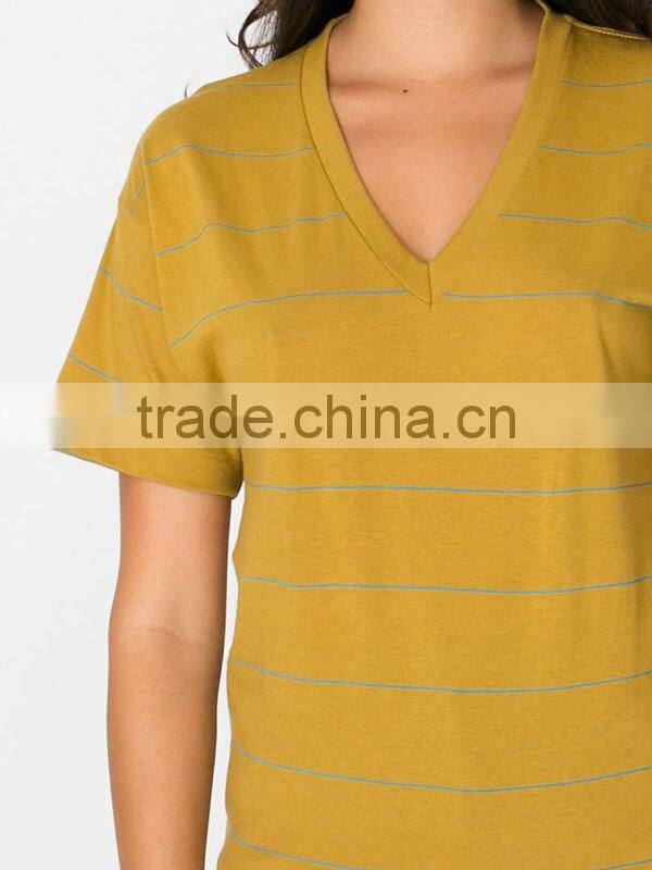 Unisex Pinstripe Jersey Short Sleeve V-Neck 2014 fashion cotton stripe t shirts