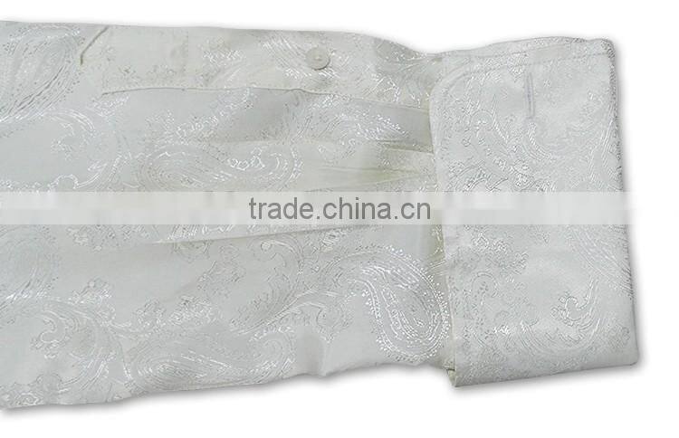 Fashion casual men high collar shirts silk shirts for men