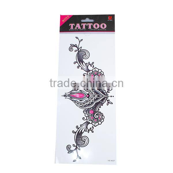 Paper Removable Waterproof Temporary Sternum Tattoo Sticker Body Art Black Filigree Pattern Temporary Sex Tattoo