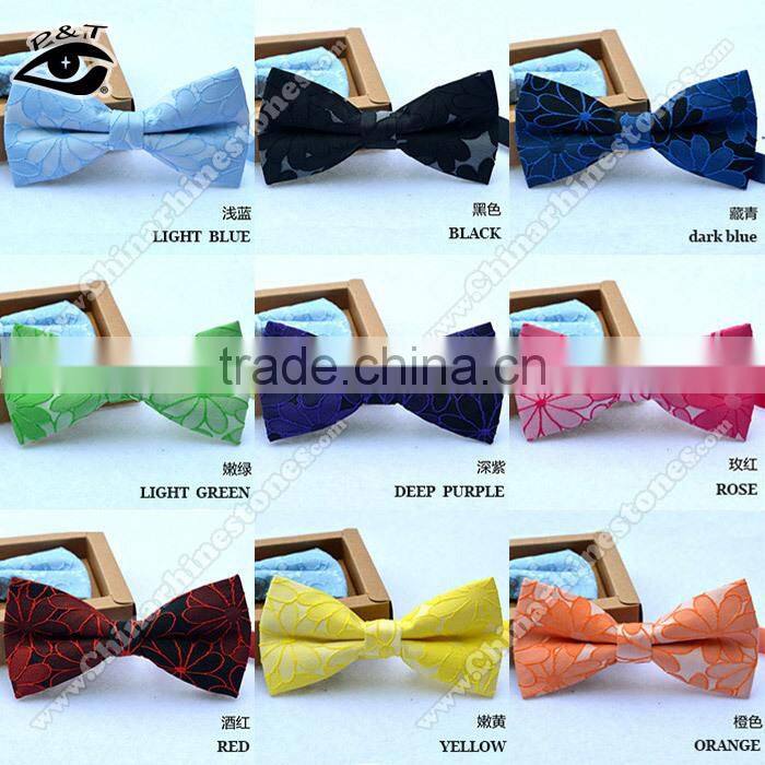 9 Colors 12x6 CM Flower Embroideried Jacquard Party Bow Tie Silk Bowtie for Men