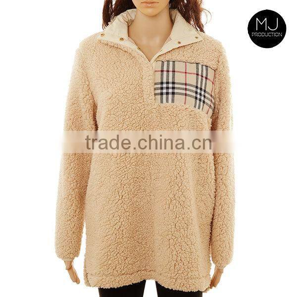 Factory custom pullover oversize plaid sweater woman