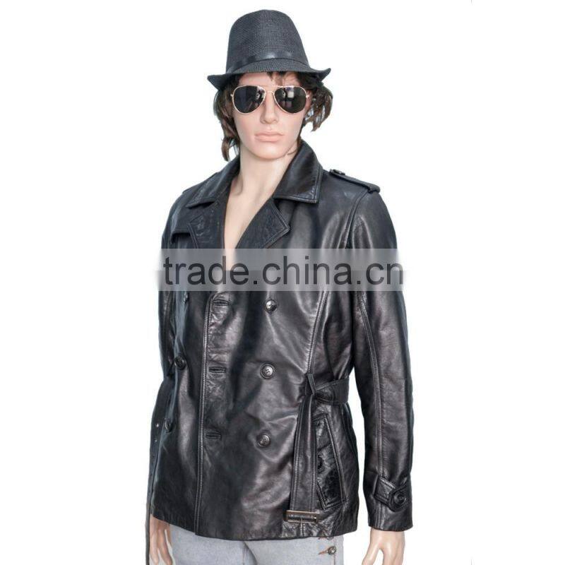 DOUBLE PRESS OFFICER LEATHER COAT SHEEP LEATHER