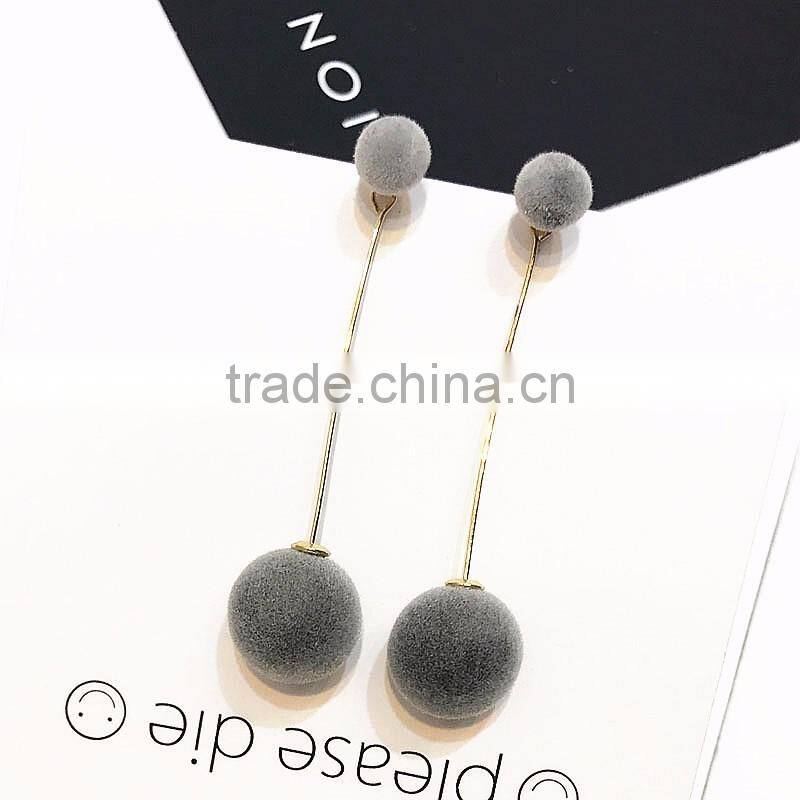 Double Ball Long Drop Dangle Ball Earrings 2017