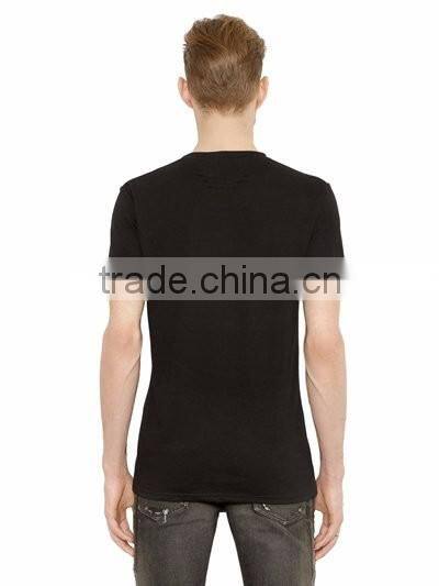 2016 men high quality round neck black short sleeve t-shirt