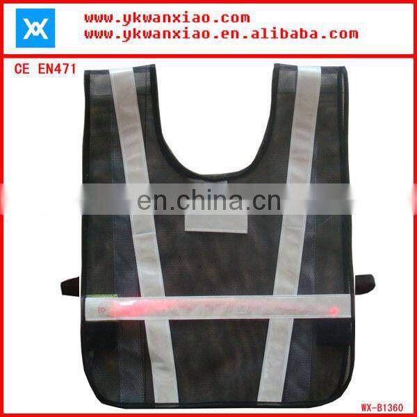 factory custom made light mesh led tubes flashing led lights high visibility Flashing LED security vest