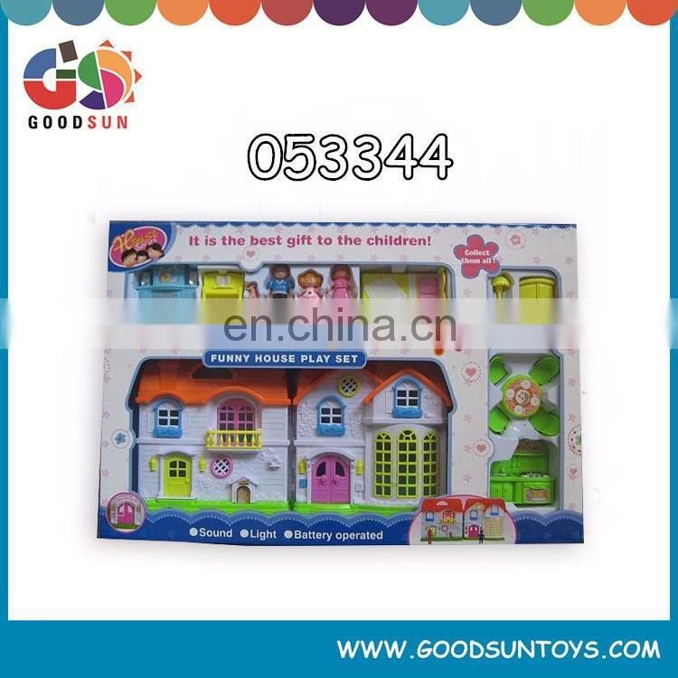 Lower price 2016 new product plastic barbie doll house miniature furniture set DIY toy for kids pretend play game