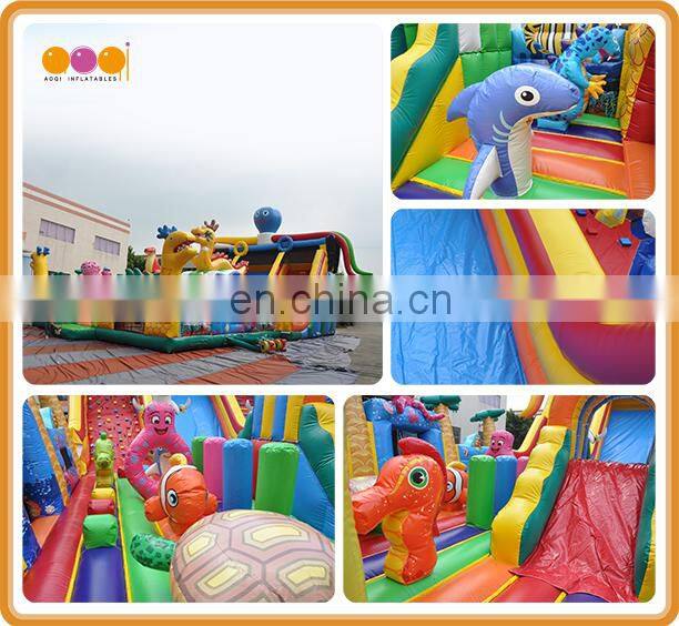 AOQI amusement park inflatable undersea fun city, inflatable obstacle course