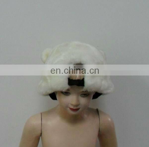 Lovely white Bear hats bear head hats for adult, Plush stuffed animal hats