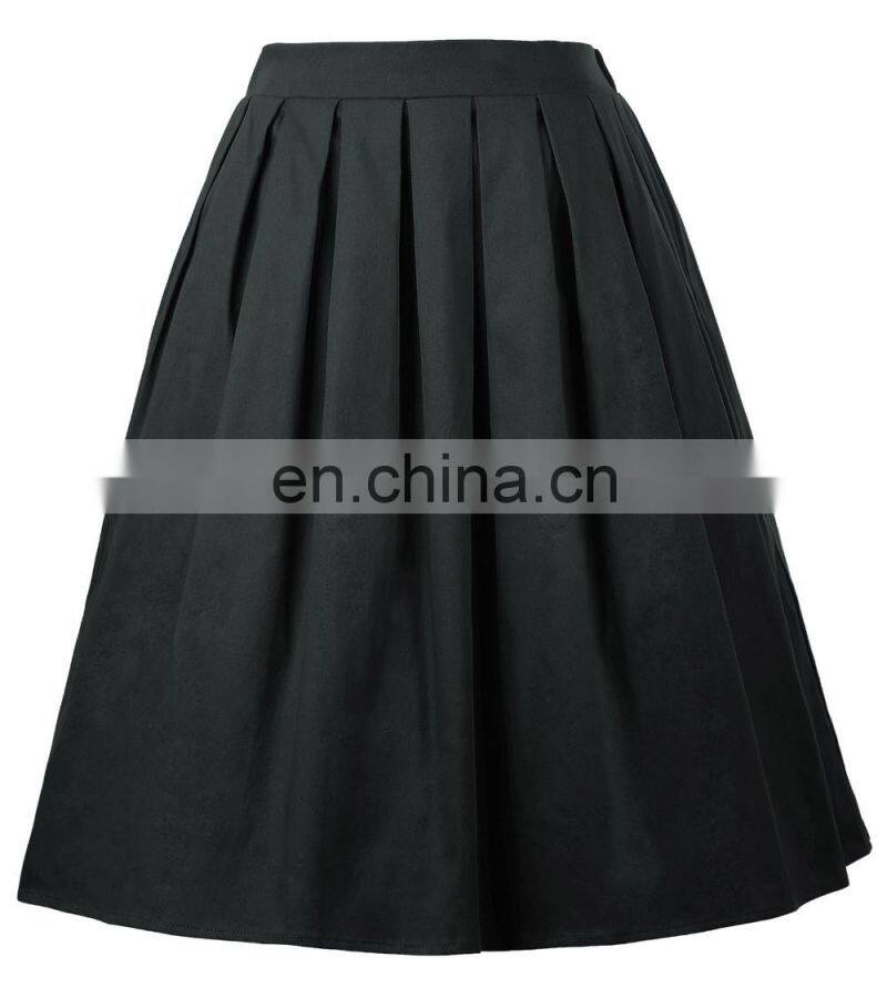 Grace Karin Women's Vintage Retro Pleated Black Cotton Skirt 7 Patterns CL010401-6