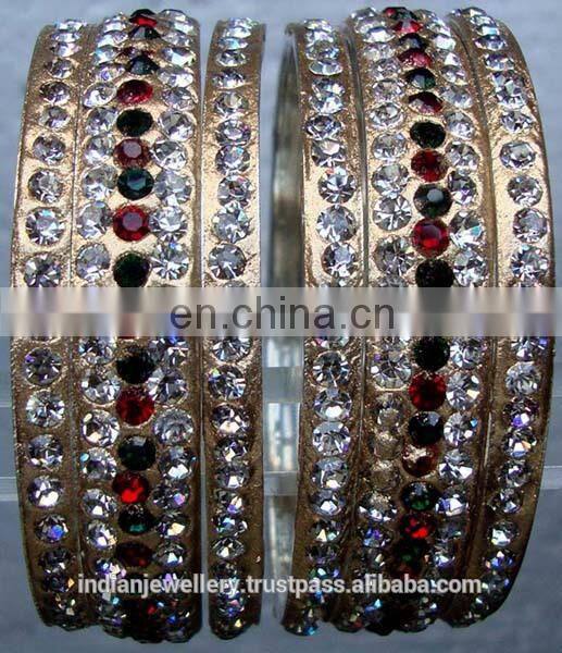 Crystal rhinestone jewelry handmade brass bangle manufacturer, rhinestone jewellery bangle exporter