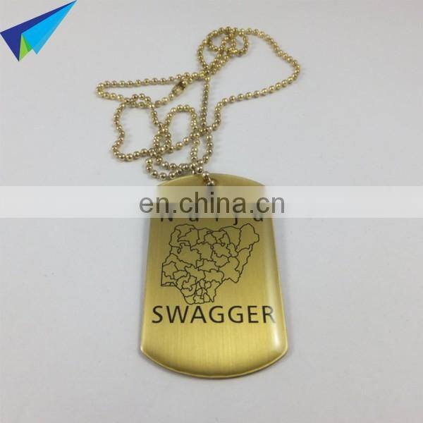 Aluminum red dog tag with engraved logo