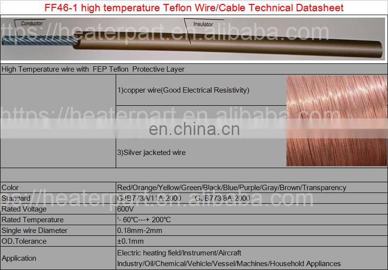 OEM FEP PFA PTFE ETFE Wire High Temperature Cable