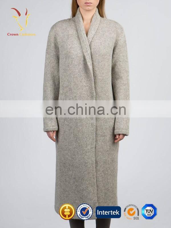 Shawl Collar Lady Cashmere Cardigan Female with Press Button