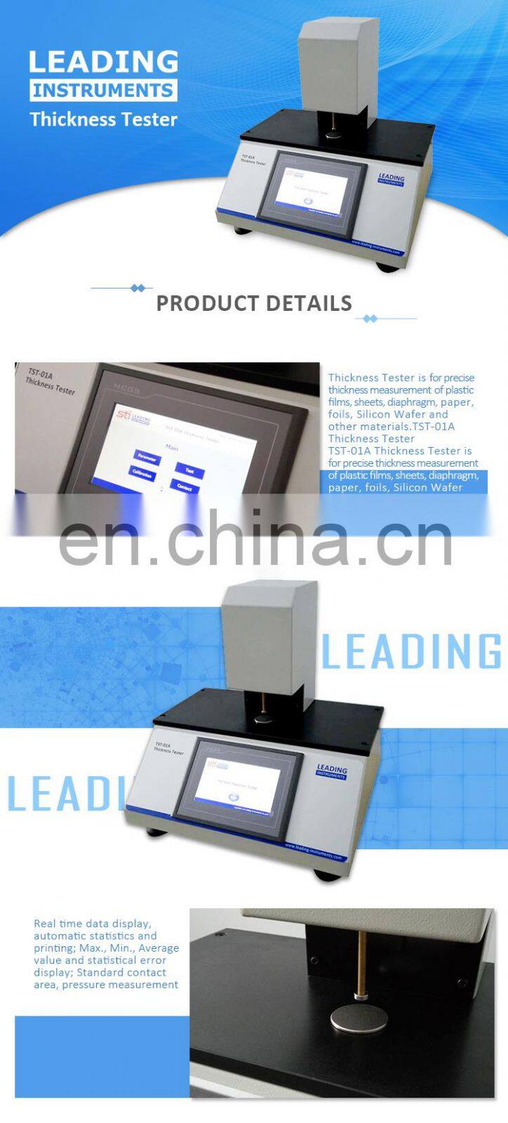 Foils silicon wafer and other materials thickness tester
