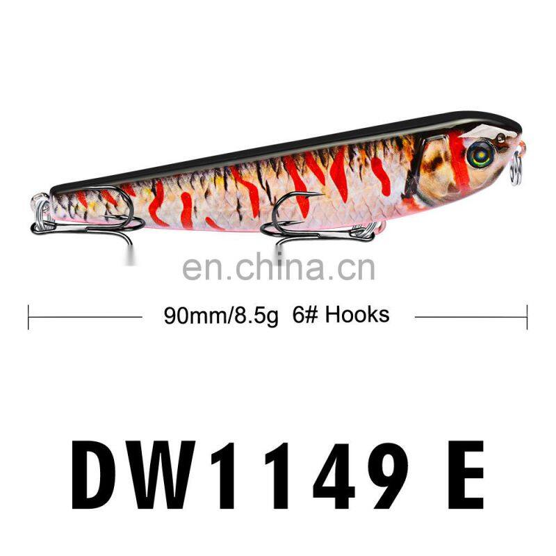9CM Fishing Tackle Shop Pencil Luya Bait 8.5G Fake Bait 6# Black Nickel Hook