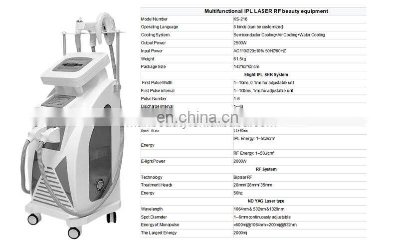 2019 new 3 in 1 system professional Non-invasive  IPL/SHR/E-light/OPT +RF+ND YAG hair removal +skin care tattoo removal machine