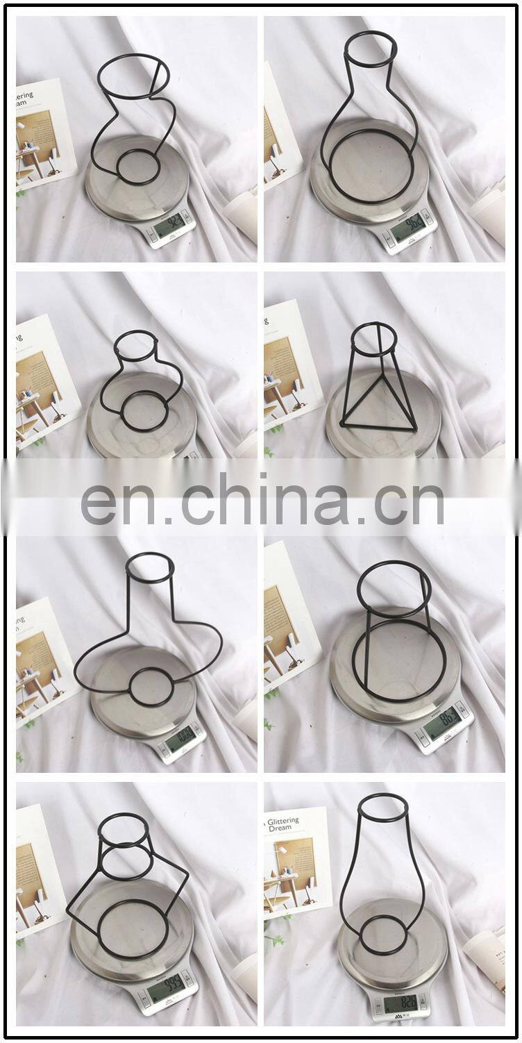 Retro Iron Line Table Flowers Vases Nordic Decoration Home Metal Plant Holder Nordic Styles Flower Vase Home Decor