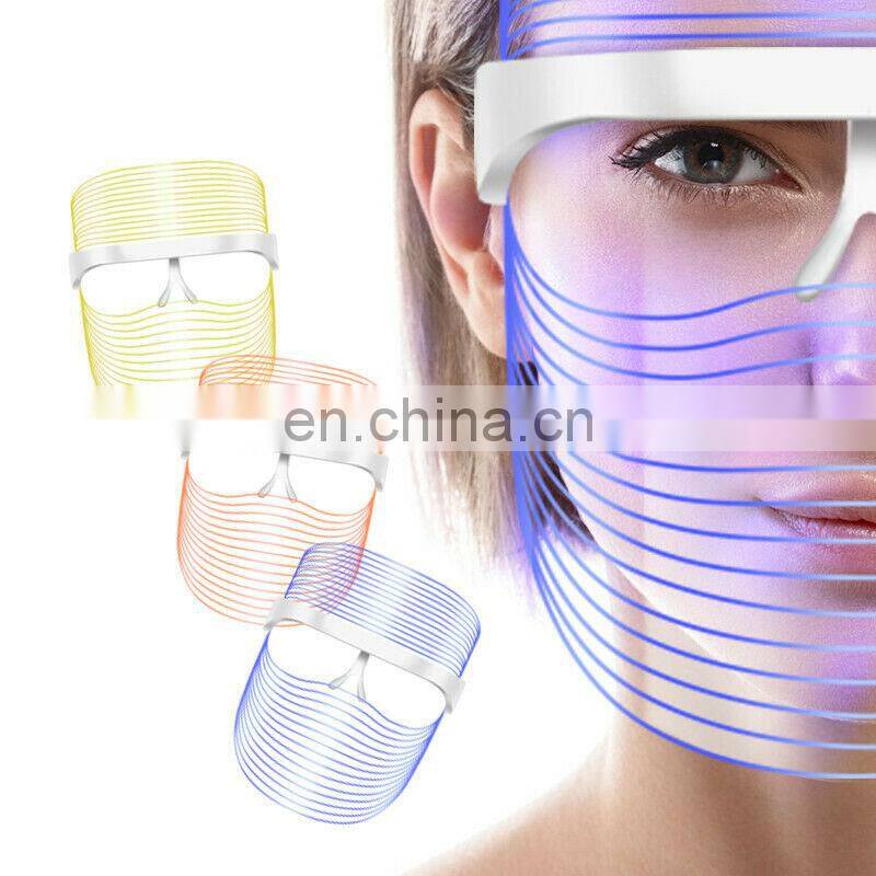 3 Color LED Light Photon Face Neck Rejuvenation Skin Facial Therapy Wrinkle