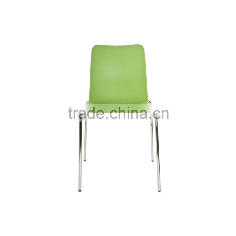 replica chrome metal frame PP seat Designer furniture green B&T Leo Side Chair,Leo Chair, Alp Nuhoglu Leo Stacking Chair