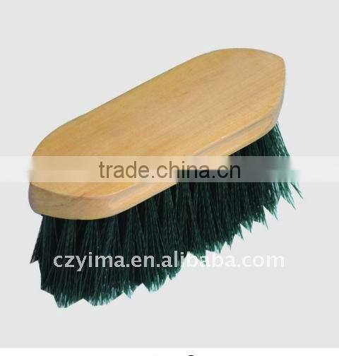 varnished wooden back horse dandy brush with stiff bristle