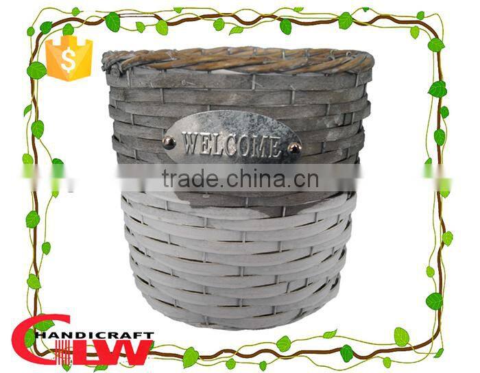 planter,set of 2 grey and white flower pots, garden planter