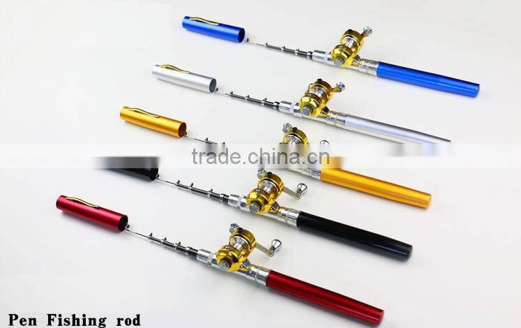 Mini Fishing Tackle Pocket Pen Kit Rod Pole and Spin Reel Combos Wheel Tool