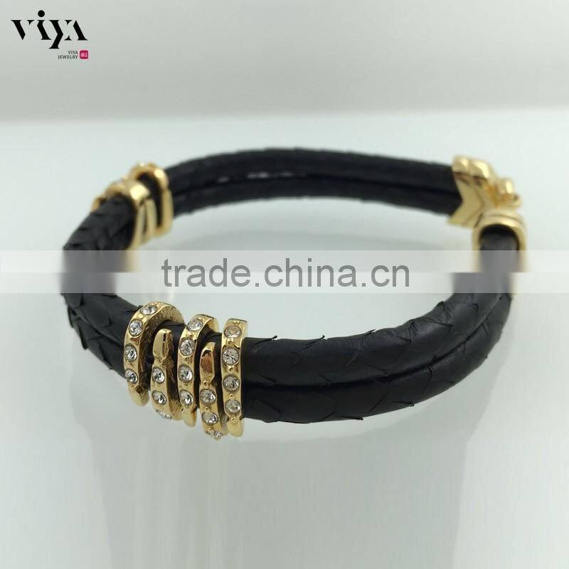 2016 Best Selling Products Stingray Leather Bracelet with 316L Stainless Steel Bracelet Jewelry for Wholesales